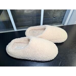 Madewell Cream Sherpa Teddy Fleece Slip On House Slippers Women’s Size 8